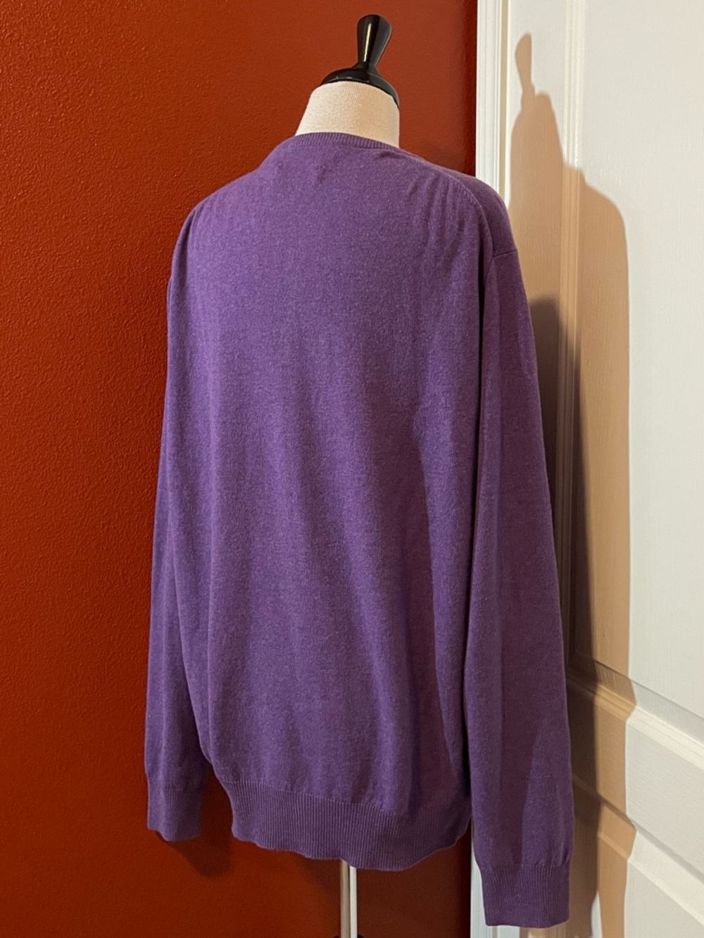 Polo Ralph Lauren Men’s Vintage 100% Merino Wool Purple V Neck Preppy Sweater - Picture 4 of 4